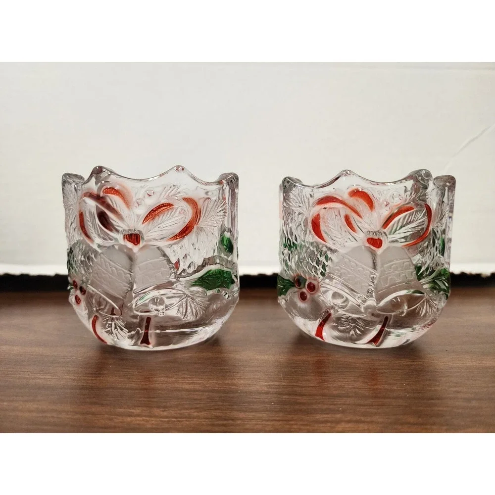 Celebrations By‎ Mikasa Crystal Votive Candle Holder Christmas Holiday Bells Lot